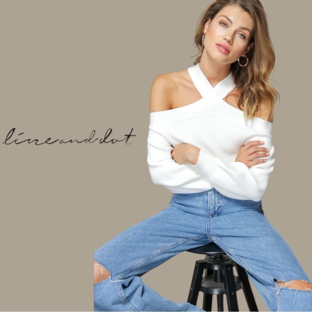 Line & Dot Ariana Cold Shoulder Sweater White XS